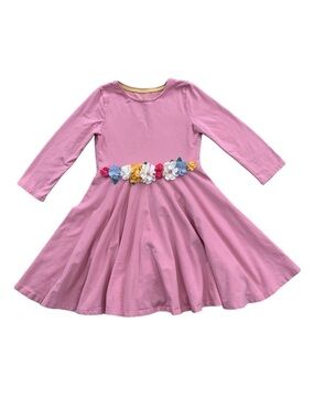 Mini Boden Size 9-10 Flutter Flower Twirly Dress In Pink Lemonade